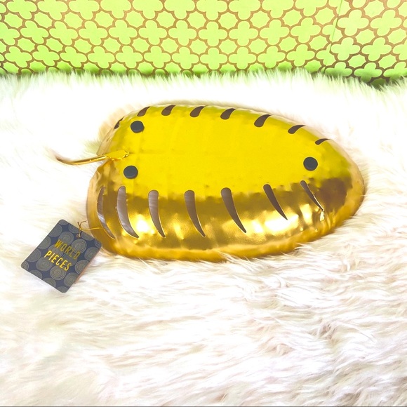 Monstera Gold Decorative Metal Tray Catchall - Picture 2 of 15